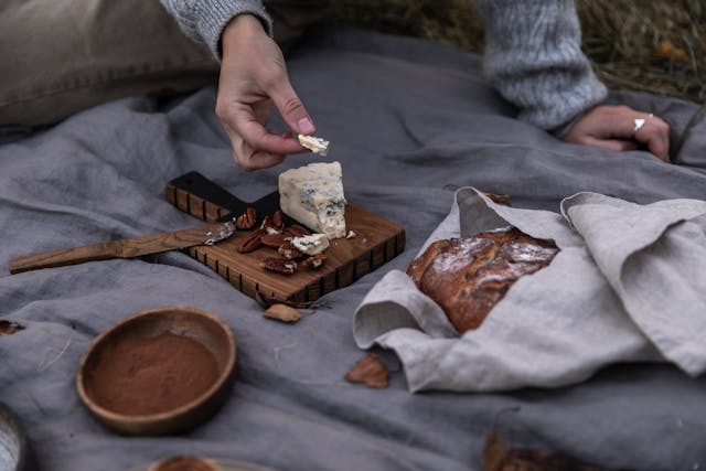 Cheese on a cutting board