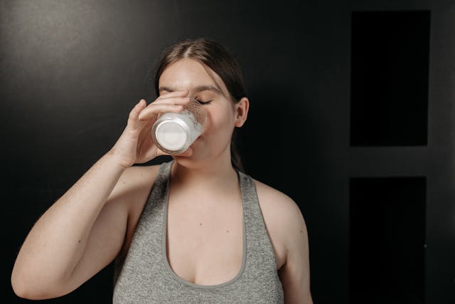 Woman drinking milk