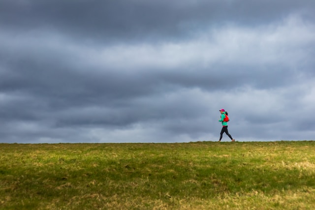 Woman running outside