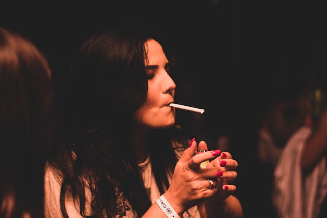 Woman smoking a cigarette